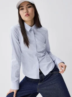 Striped fitted poplin shirt