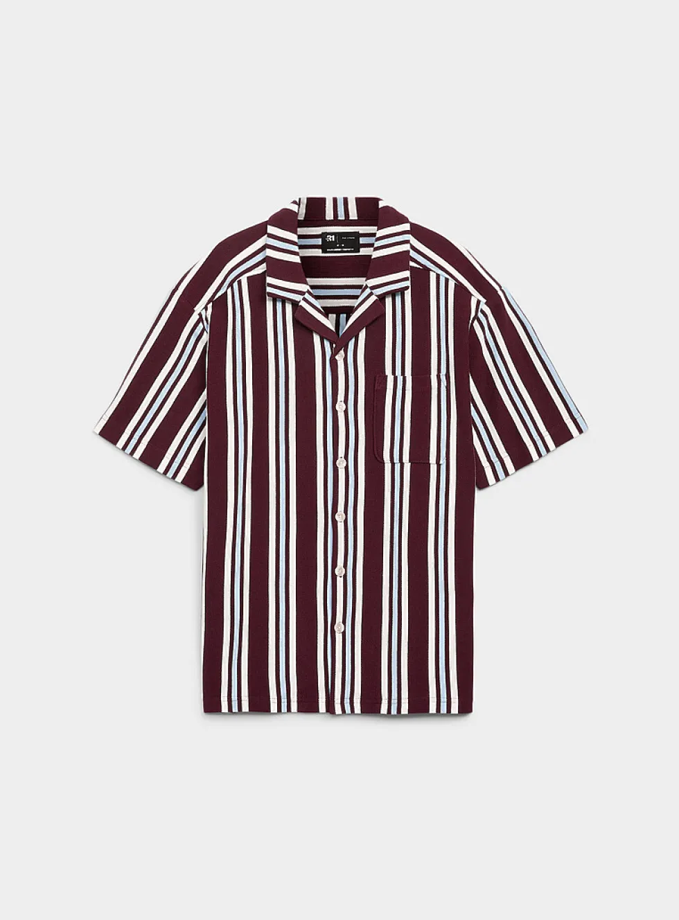 Striped knit camp shirt