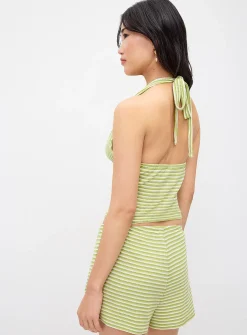 Striped knit mini short