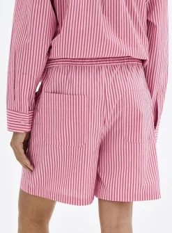 Striped lightweight poplin short
