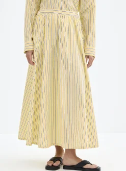 Striped lightweight poplin maxi skirt
