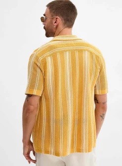 Striped pointelle knit shirt