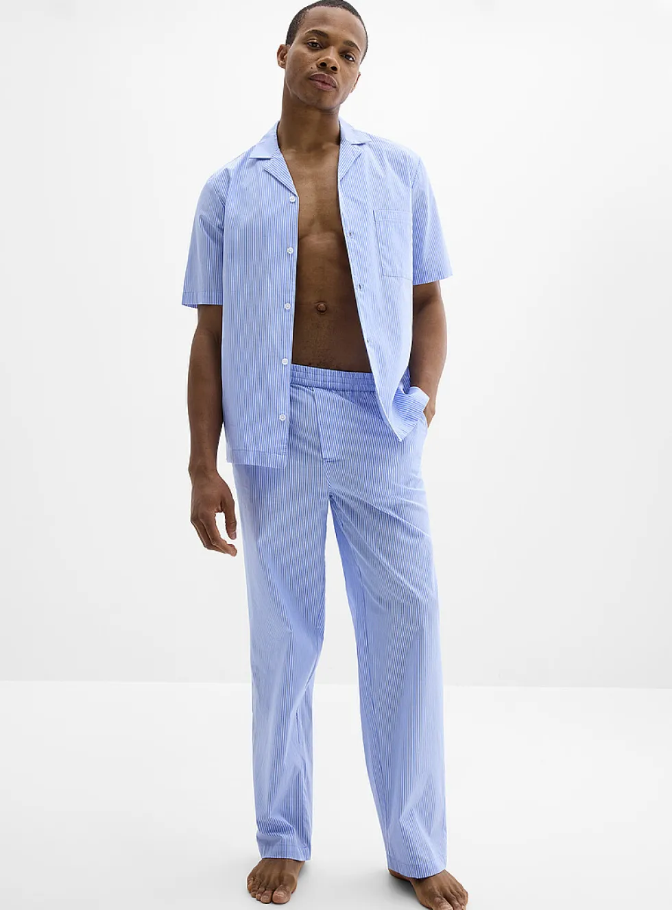 Striped poplin shirt