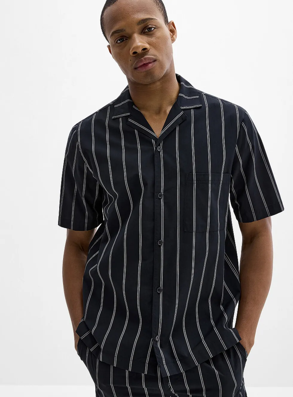 Striped poplin shirt