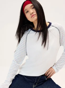 Striped raglan sleeve T-shirt
