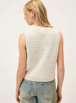 Striped ribbed knit vest