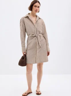 Striped seersucker shirtdress