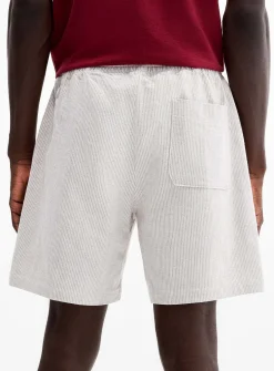 Striped textured twill short