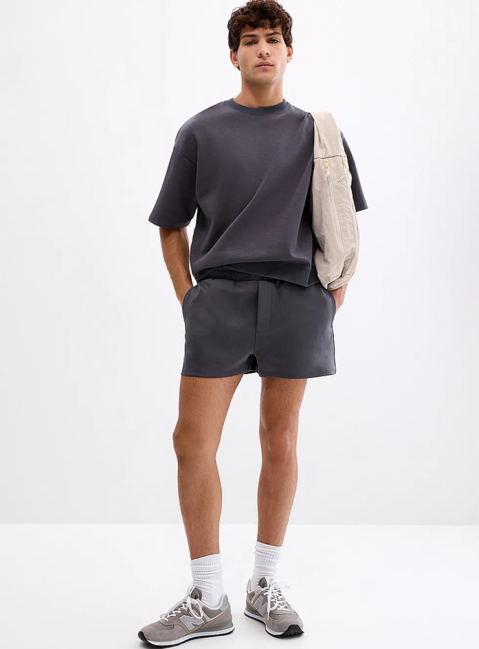 Structured jersey short