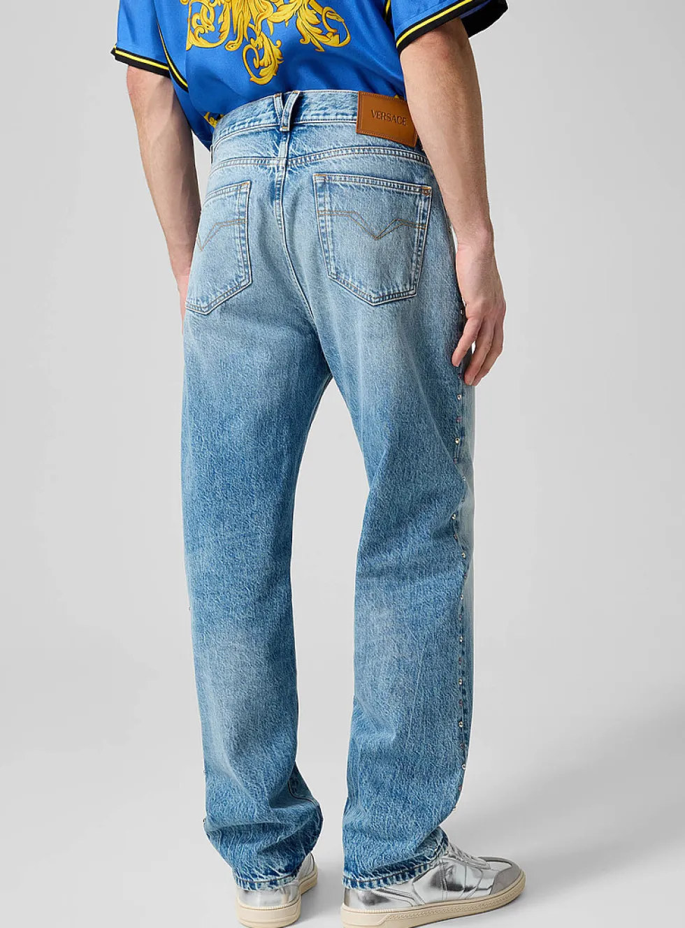 Studded faded jean