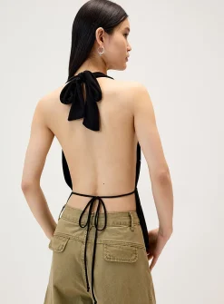 Studded open halter cami