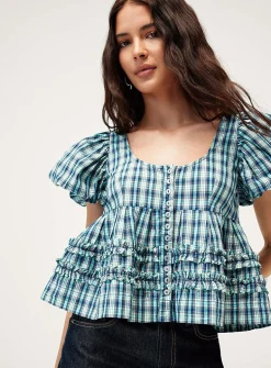 Summer Joy checkered blouse