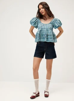 Summer Joy checkered blouse