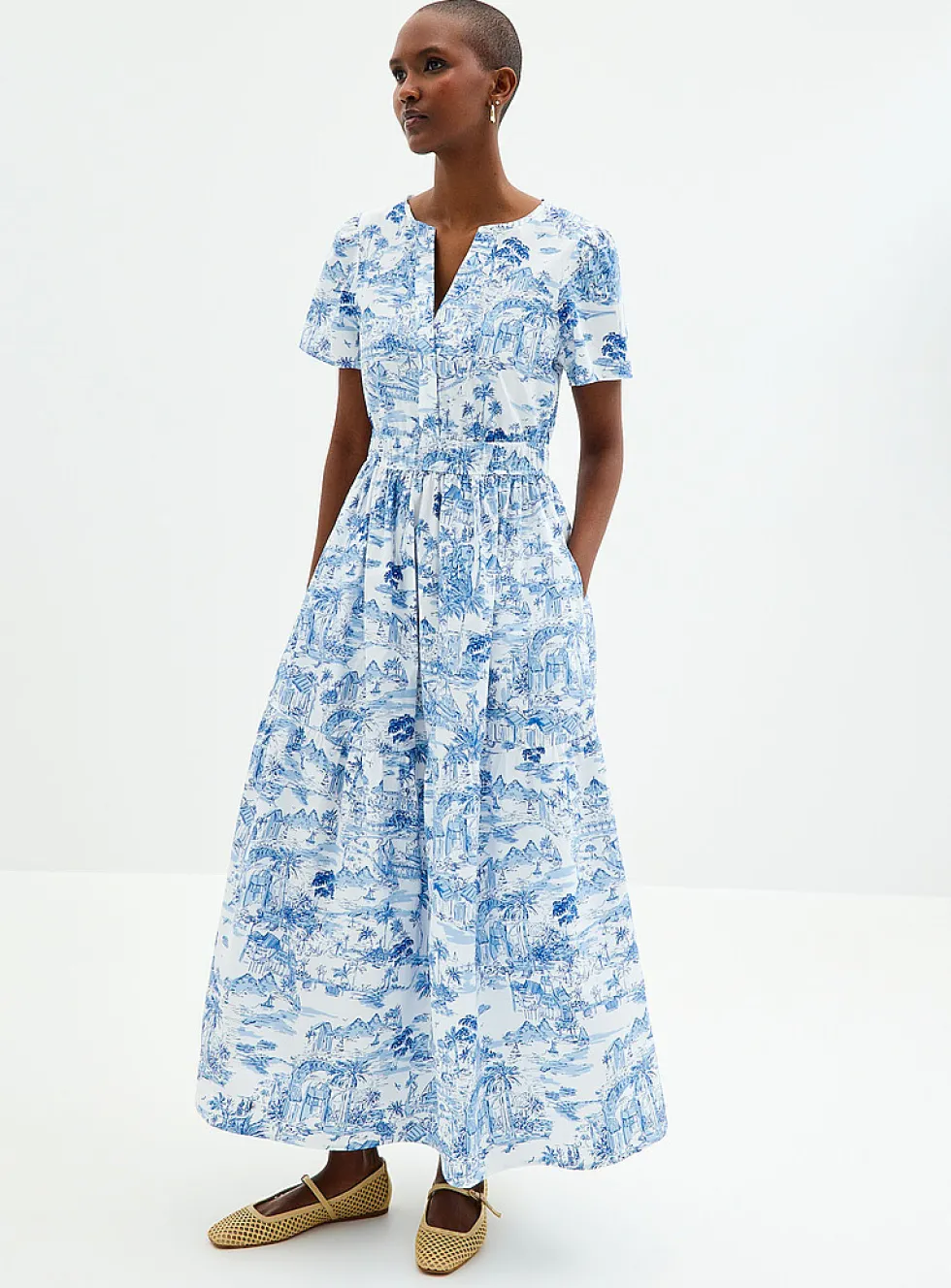 Sunny getaway tiered poplin dress