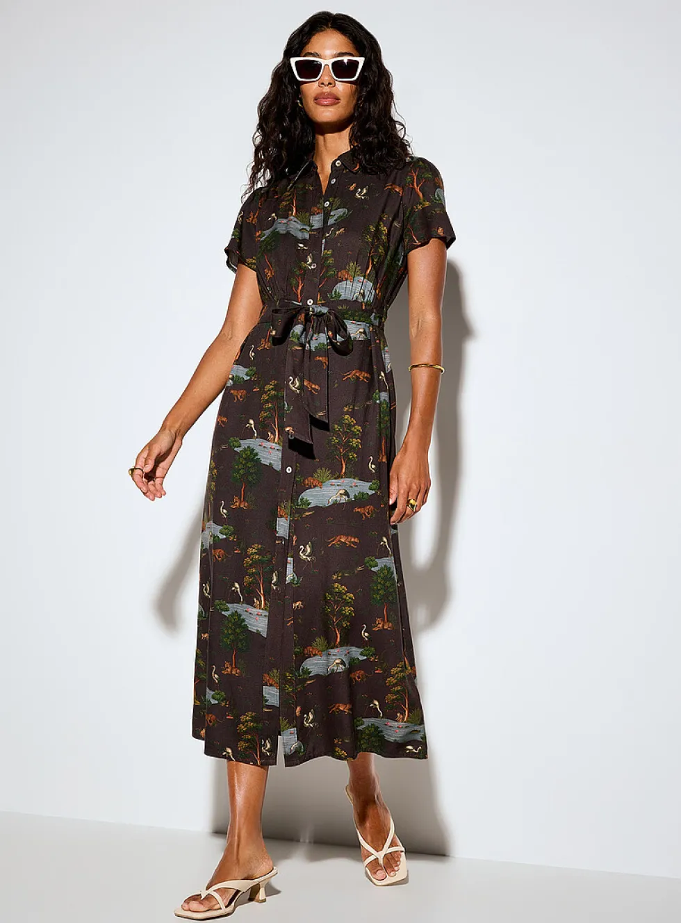 Supple belted maxi shirtdress