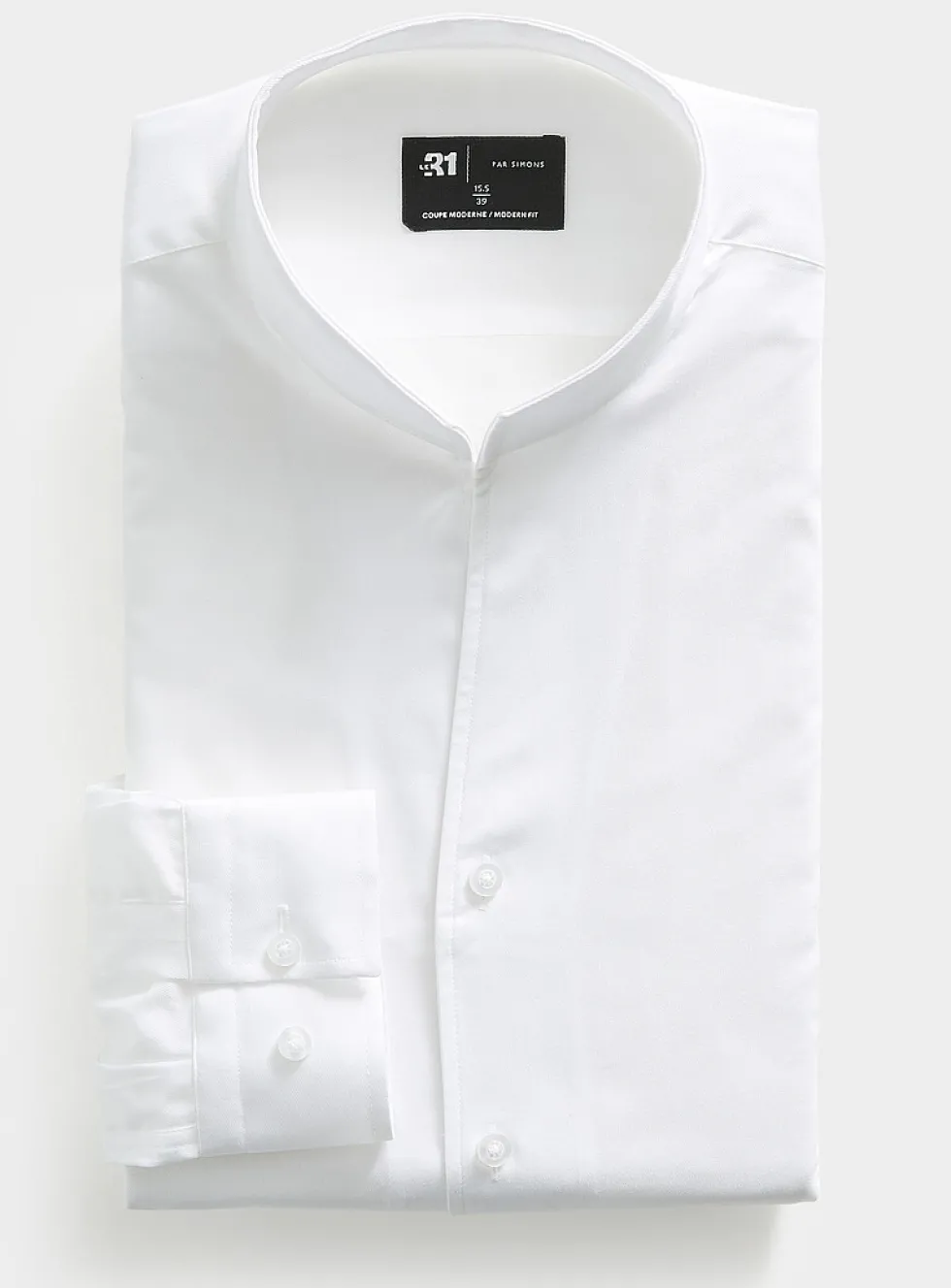 Tab-collar satiny twill shirt