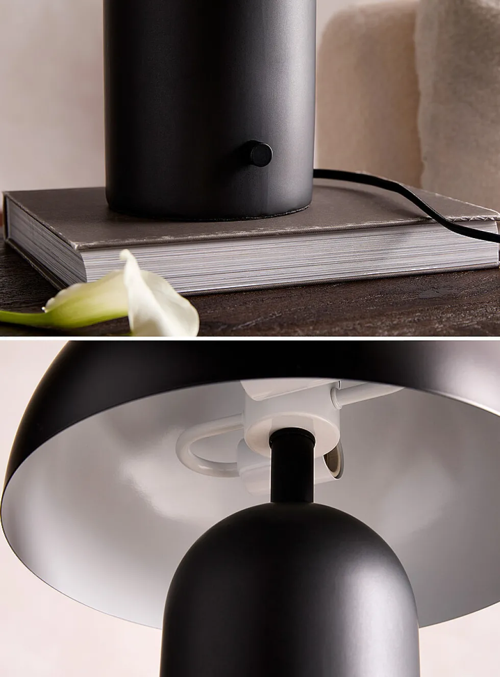 Table lamp with black ceramic base