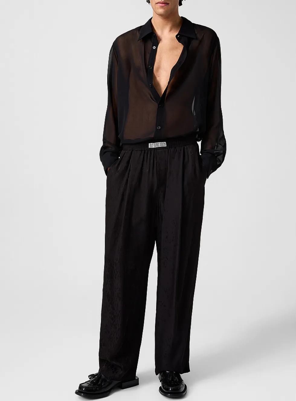 Teardrop flowy jacquard pant