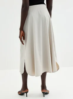 Technical fabric flared maxi skirt