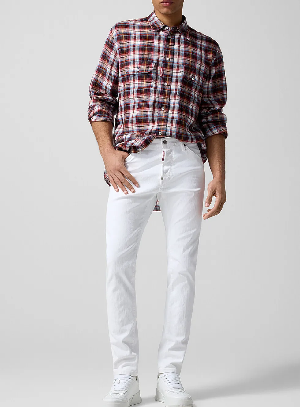Teddy fitted white jean