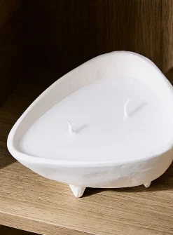 Textured ceramic two-wick candle