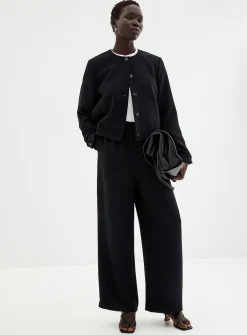 Textured crepe dress bomber jacket