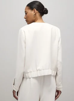 Textured crepe dress bomber jacket