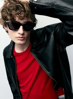 Textured faux-leather jacket