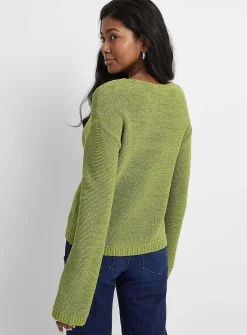 Textured knit boat-neck sweater