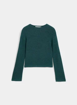 Textured knit boat-neck sweater