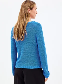 Textured knit boat-neck sweater
