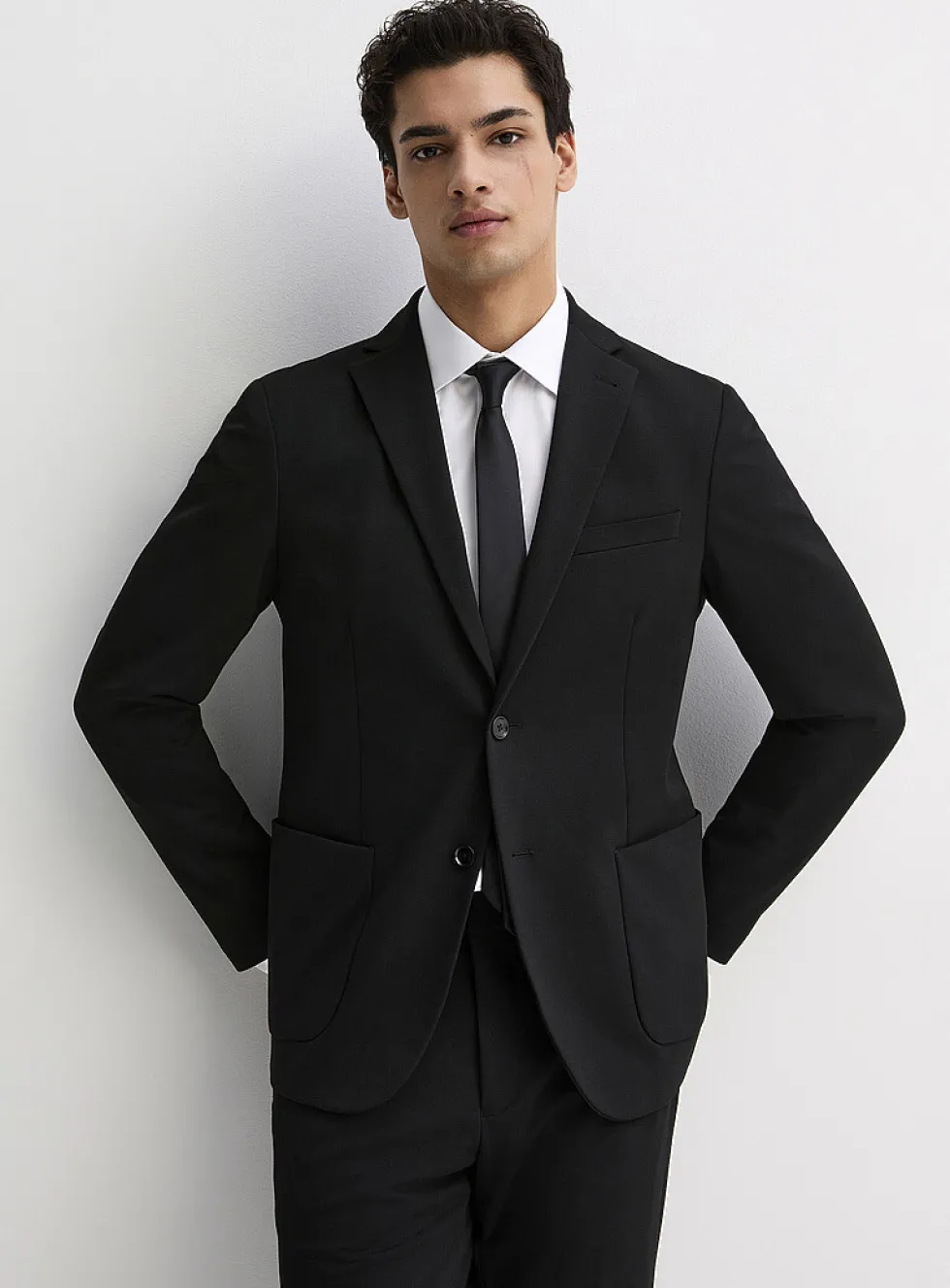 Textured knit suit