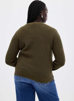 Textured reprocessed cotton sweater