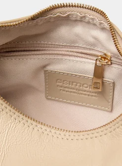 Textured-leather half-moon crossbody bag