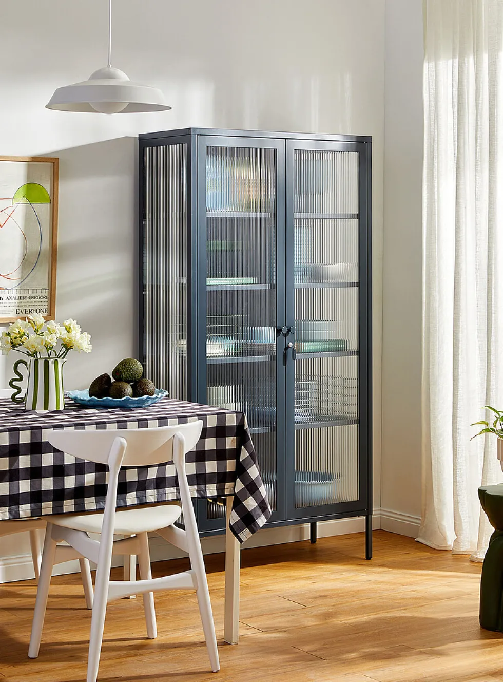 The Collector glass door standing metallic cabinet