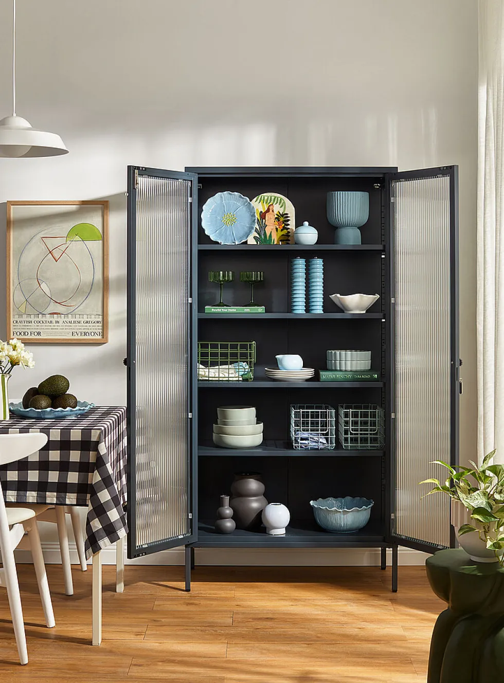 The Collector glass door standing metallic cabinet