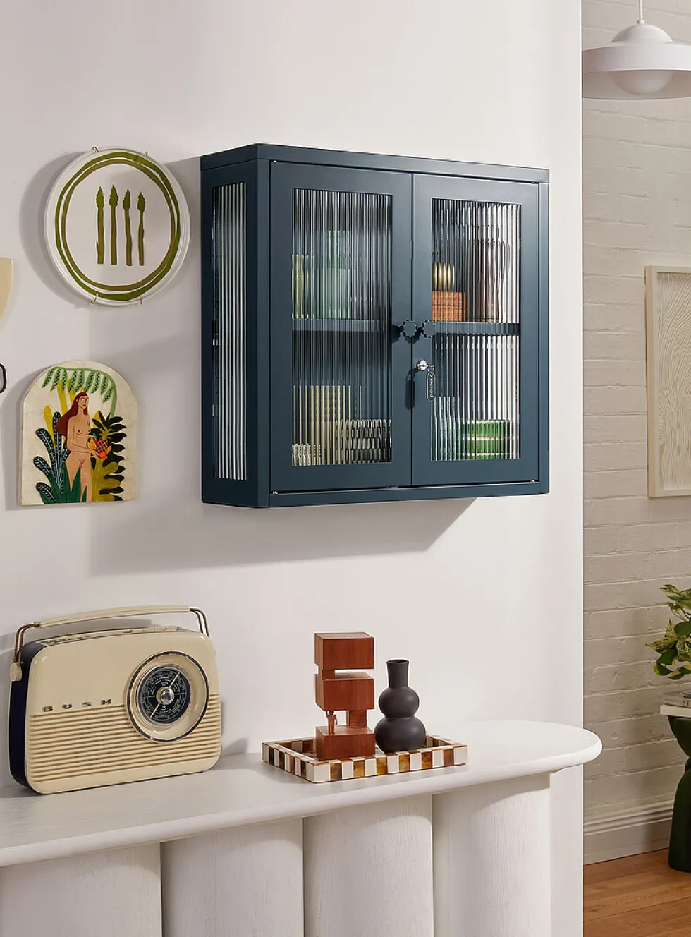 The Kit glass door metallic wall cabinet