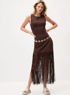 Thin fringes knit dress