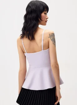 Thin-knit peplum cami