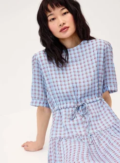 Tiered checkered maxi dress