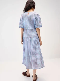 Tiered checkered maxi dress