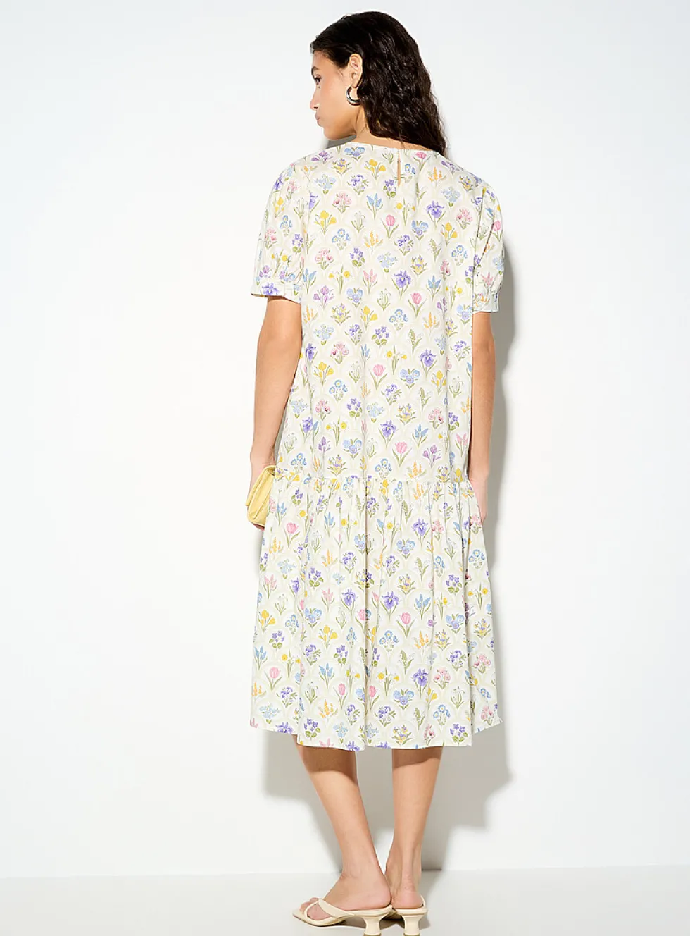 Tiered floral-print midi dress