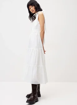 Tiered poplin maxi dress