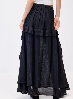 Tiered ruffle maxi skirt