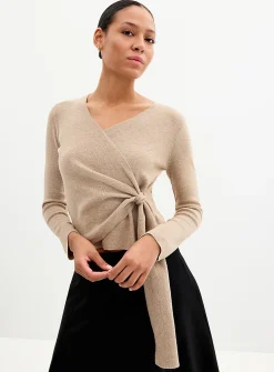 Tie-up crossover sweater