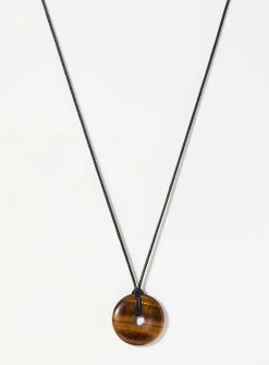 Tiger's eye long cord necklace
