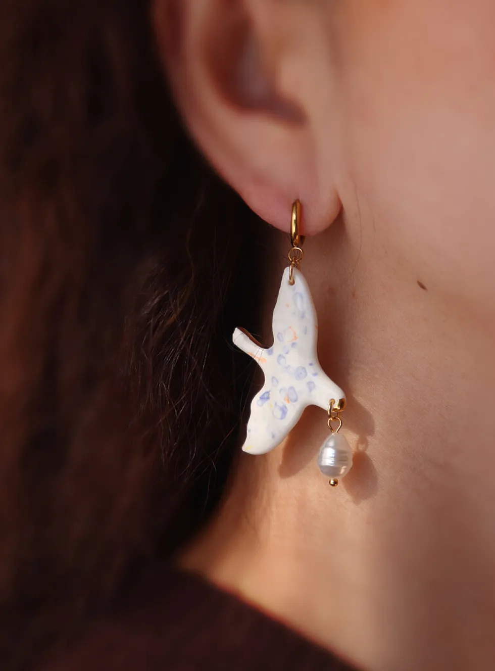 Tori porcelain bird earrings