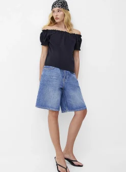 Touch of linen off-the-shoulder T-shirt