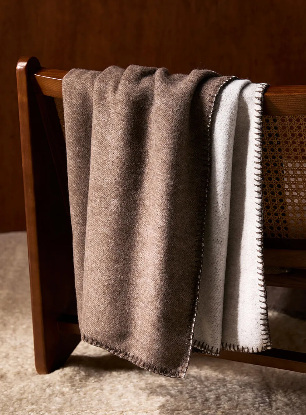 Touch of wool heathered reversible throw