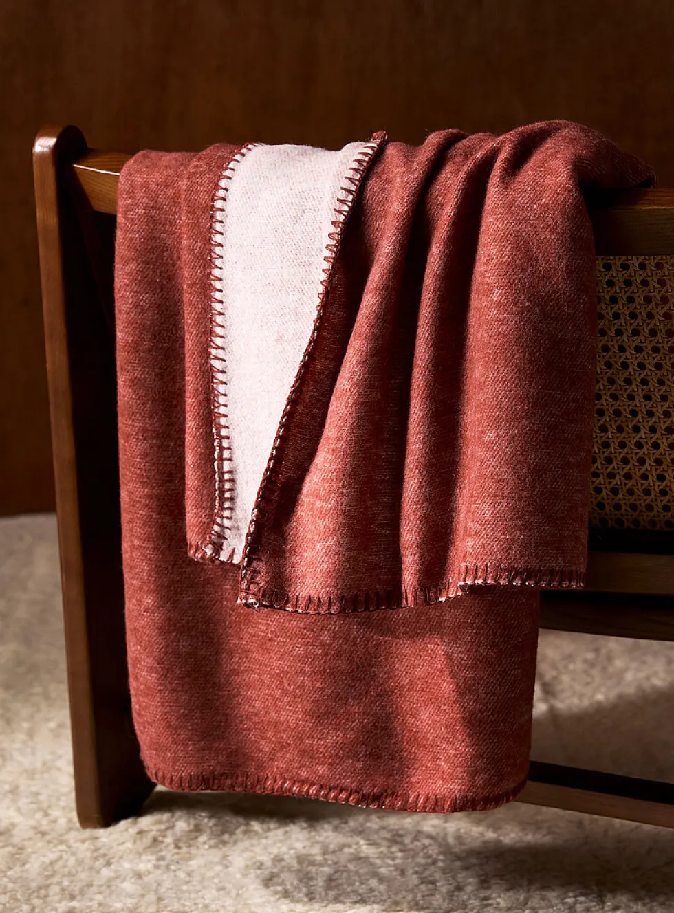 Touch of wool heathered reversible throw